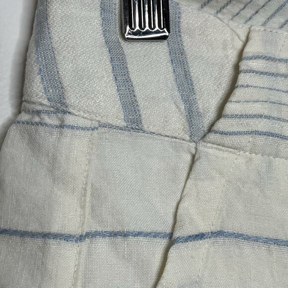 Faherty Womens Striped Linen Shorts Blue White Size Small Nautical Mid Rise - Picture 2 of 6